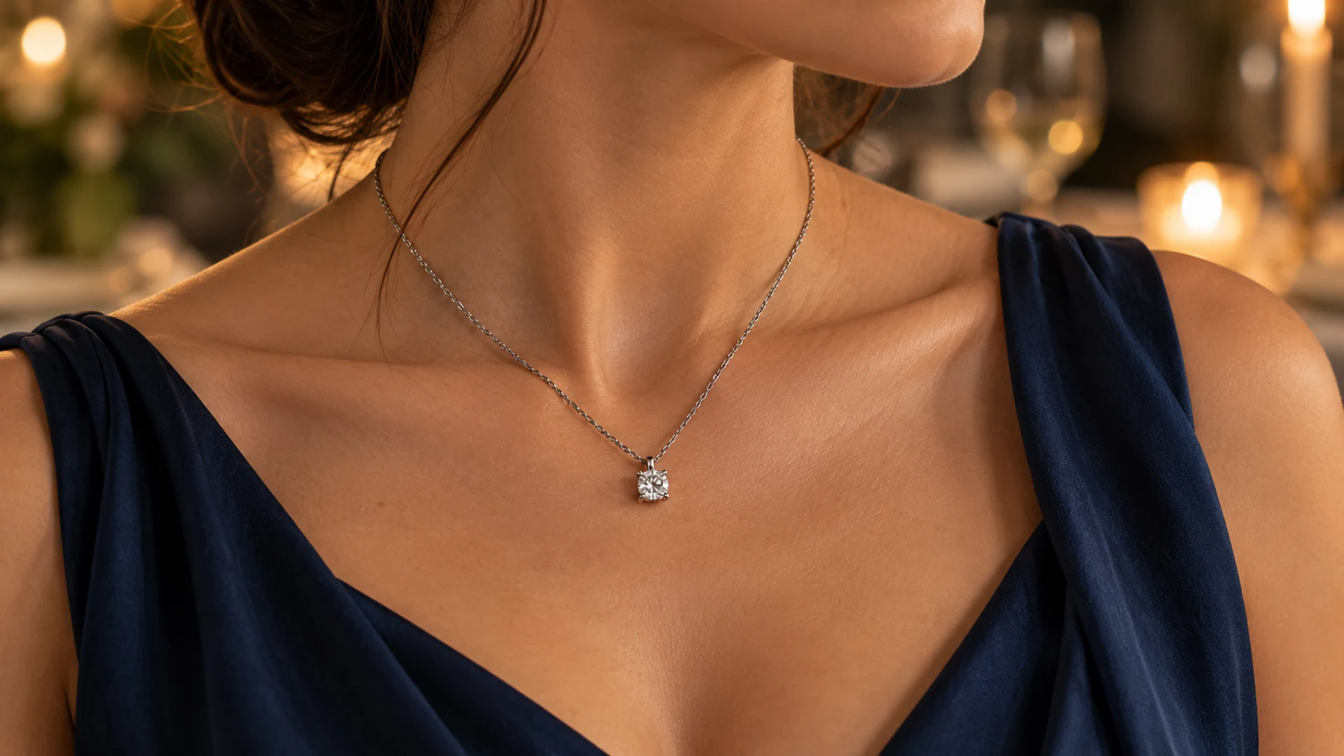 COLGANTE CON DIAMANTE SOLITARIO - Arelana
